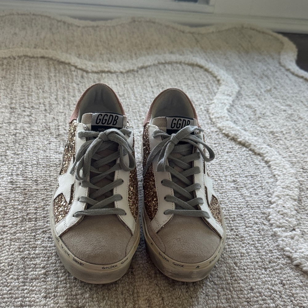 Golden Goose HI STAR Sneakers with Glitter Accents